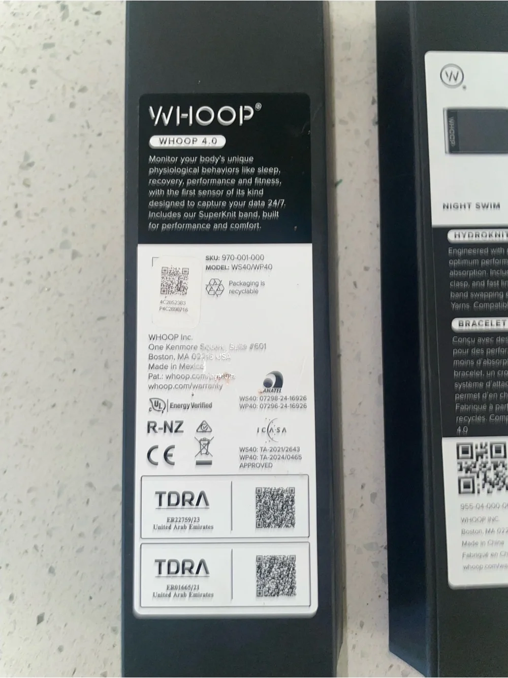 Whoop Bundle 4.0 Monitor w/HydroKnit Band in Midnight Swim New Factory Sealed